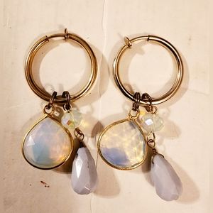 Gorgeous 1990s faceted beaded charm hoop earrings w/ clasp back